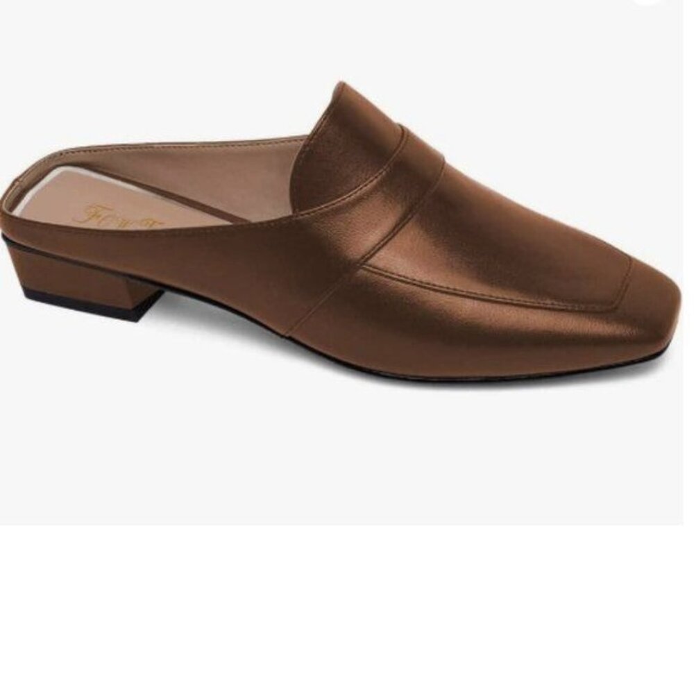 FOWT  Women Luxury Leather Mules, Closed Square Toe Loafer